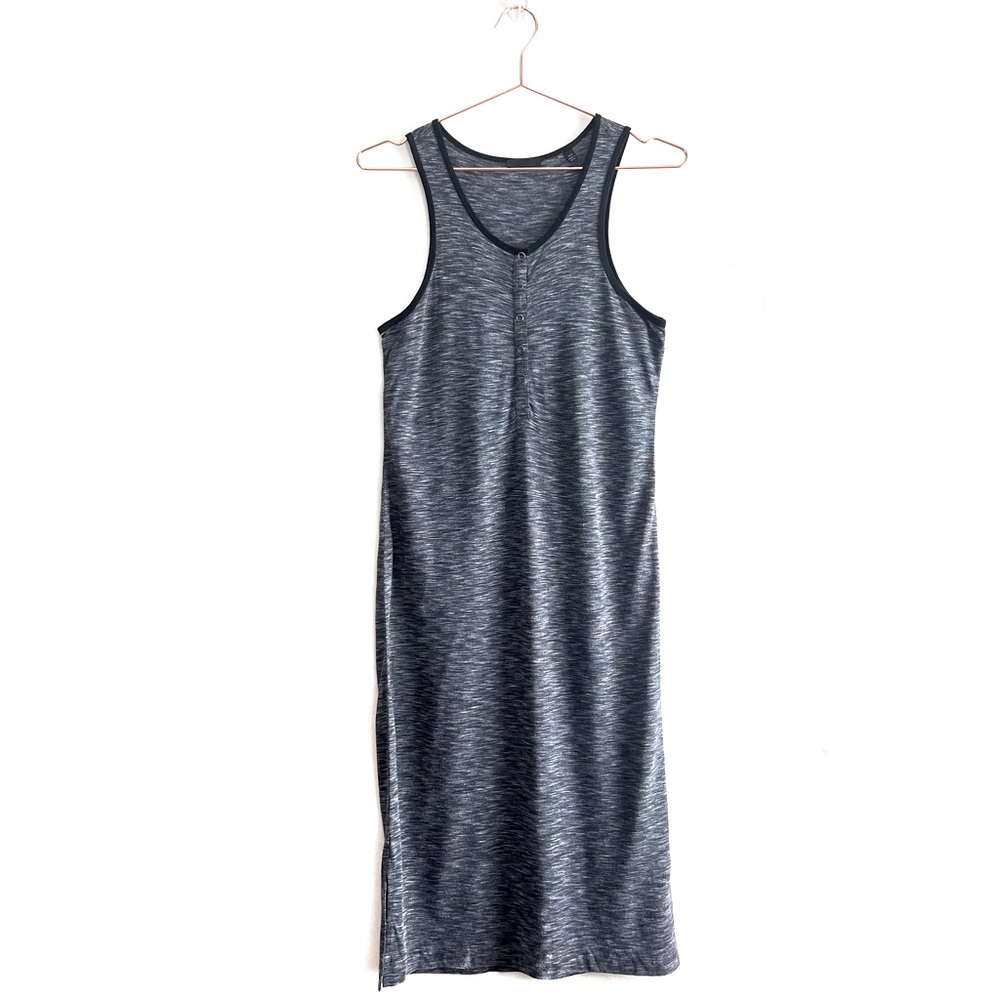ATM Sleeveless Melange Henley Dress